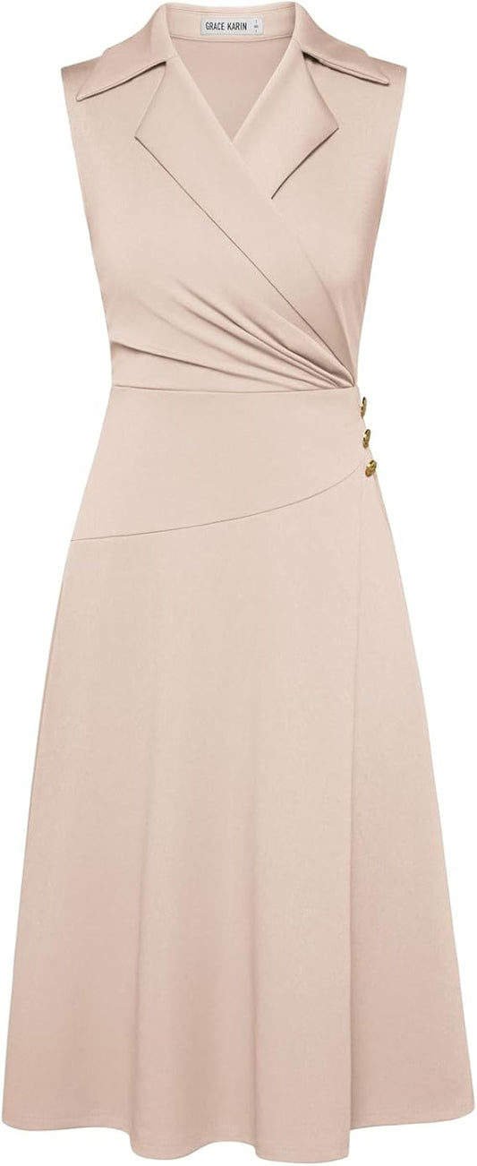 Women's Notch Lapel Ruched Wrap V Neck